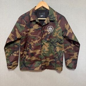 Vans Torrey Water Resistant Windbreaker Woodland Camo Coach Skate Jacket Boys M